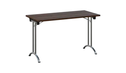 SLC 125 chrom skládací jednací stůl 1250x600, deska 25 mm, podnož chrom, deska ořech královský